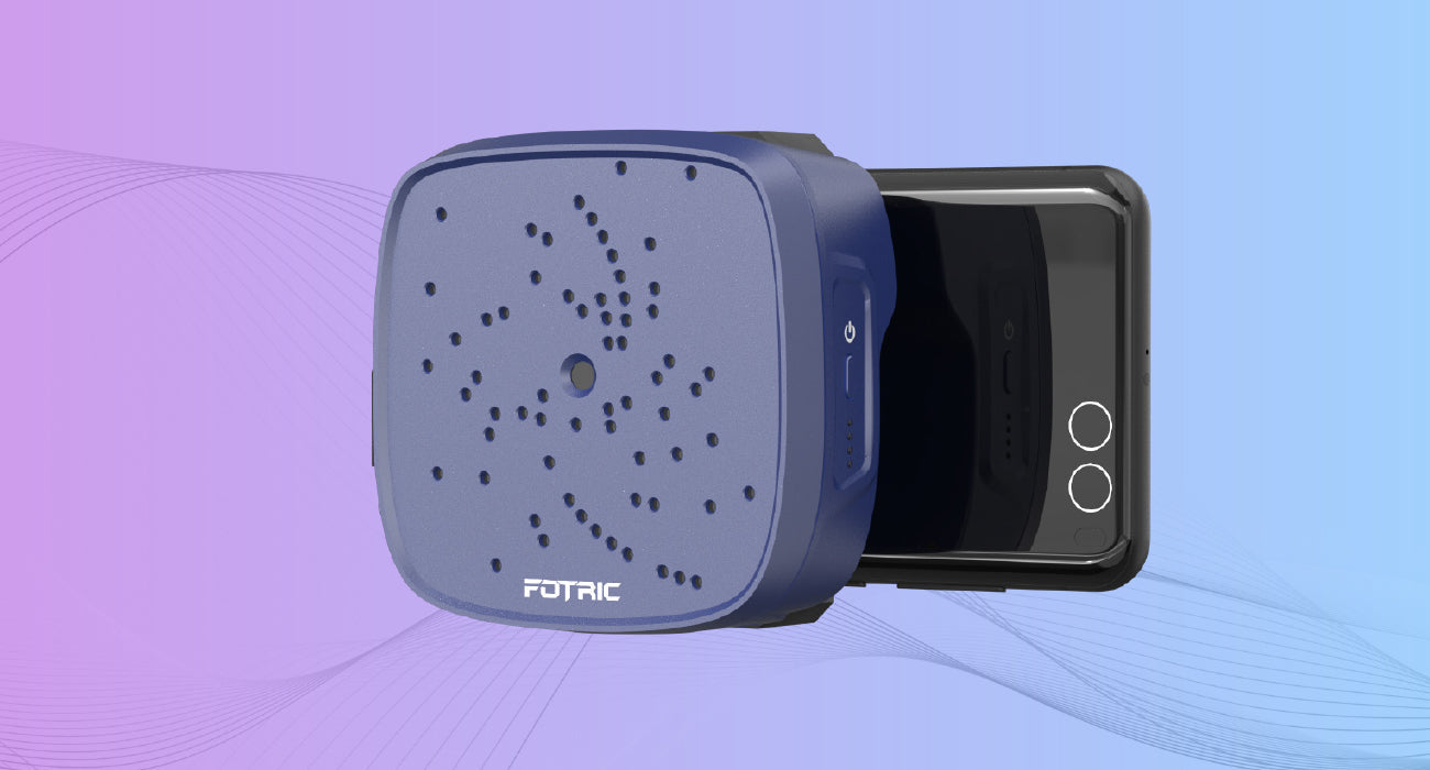 FOTRIC TD2 Geek smartphone akoestische imager die geluidsgolven in realtime visualiseert met een kleurrijke akoestische kaartweergave
