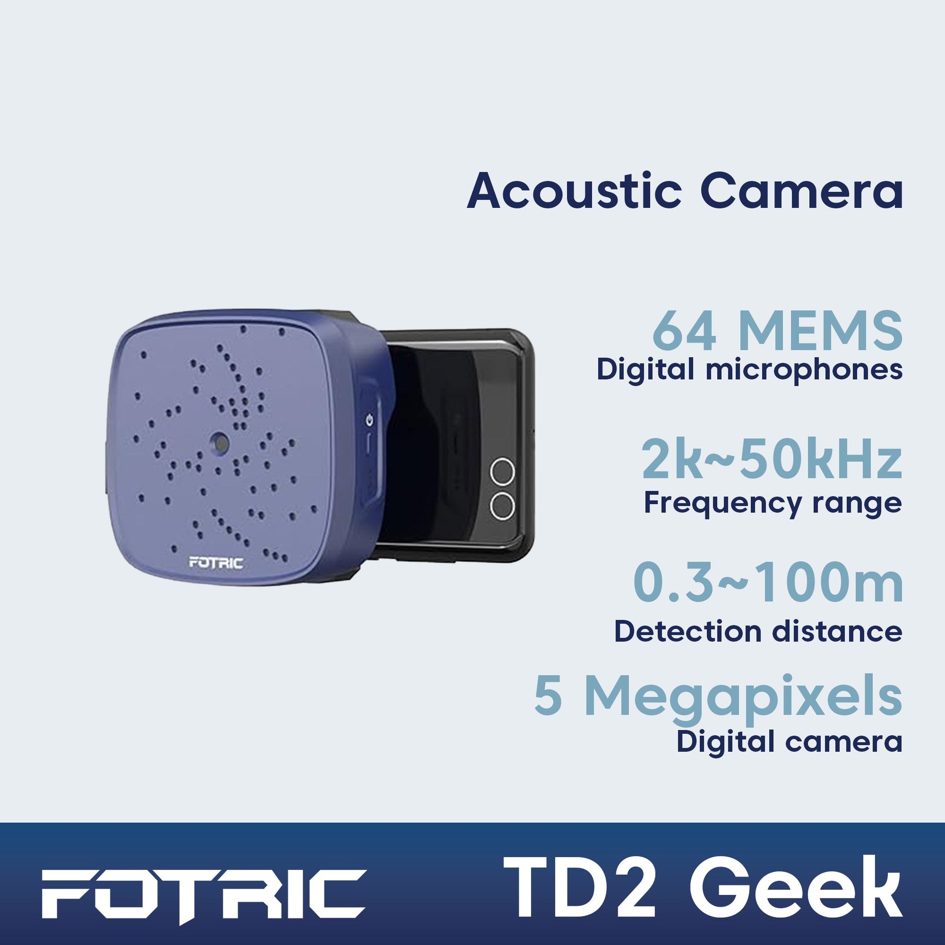 FOTRIC TD2 Geek Draagbare akoestische beeldvorming – Vooraanzicht